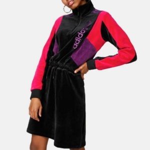 EUC Adidas TT colorblock velour dress, size S